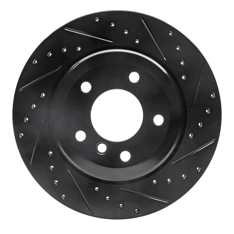 BMW 530I Brake Rotor (1) - Rear Right - R1 Concepts - Drilled & Slotted - Black - `04-`10